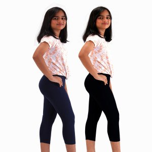 Pamkids Trendy Twins: 2-Pack Girls' Leggings for Style and Comfort | Urban Chic Trendsetting Fashion Perfect for Playtime, Parties, and Everyday Elegance!